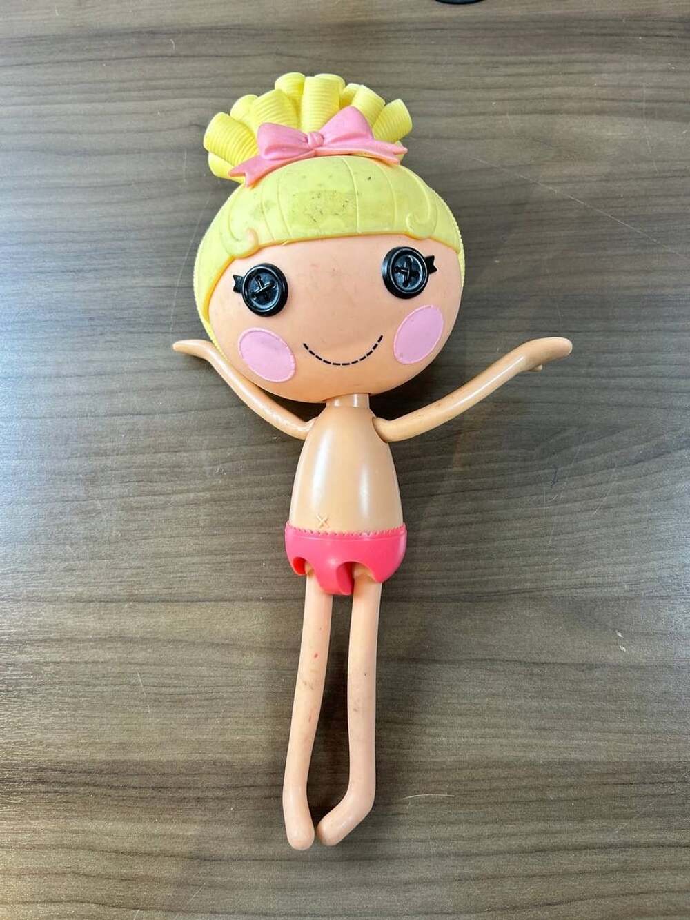 Lalaloopsy MGA 2009 Blonde Doll Pink Bow Button Eyes 12” Nude Doll